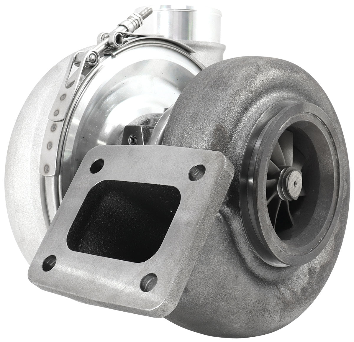 BOOSTED 7375 T4 1.01 Turbocharger 1200HP, Natural Cast Finish External Wastegate, T4 Inlet Flange, V-Band Exhaust Flange