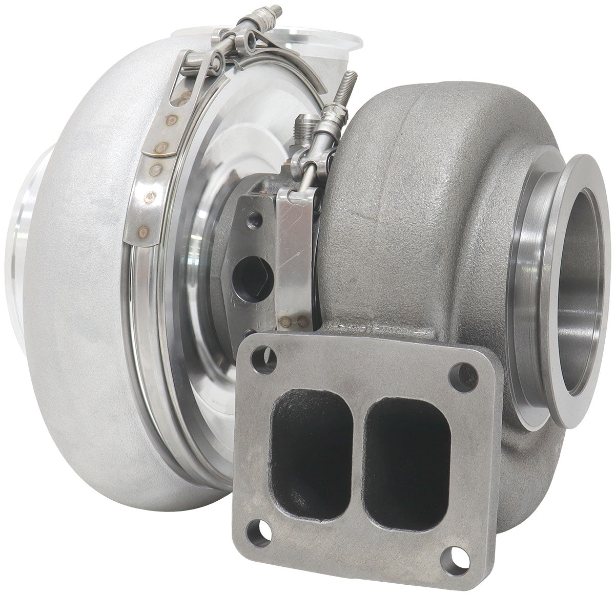 BOOSTED 7682 T4 1.15 Turbocharger 1500HP, Natural Cast Finish External Wastegate, T4 Inlet Flange, V-Band Exhaust Flange