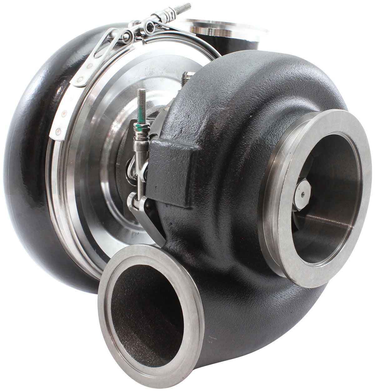BOOSTED 7682 V-BAND 1.28 Turbocharger 1500HP, Hi Temp Black Finish External Wastegate, V-Band Inlet Flange, V-Band Exhaust Flange