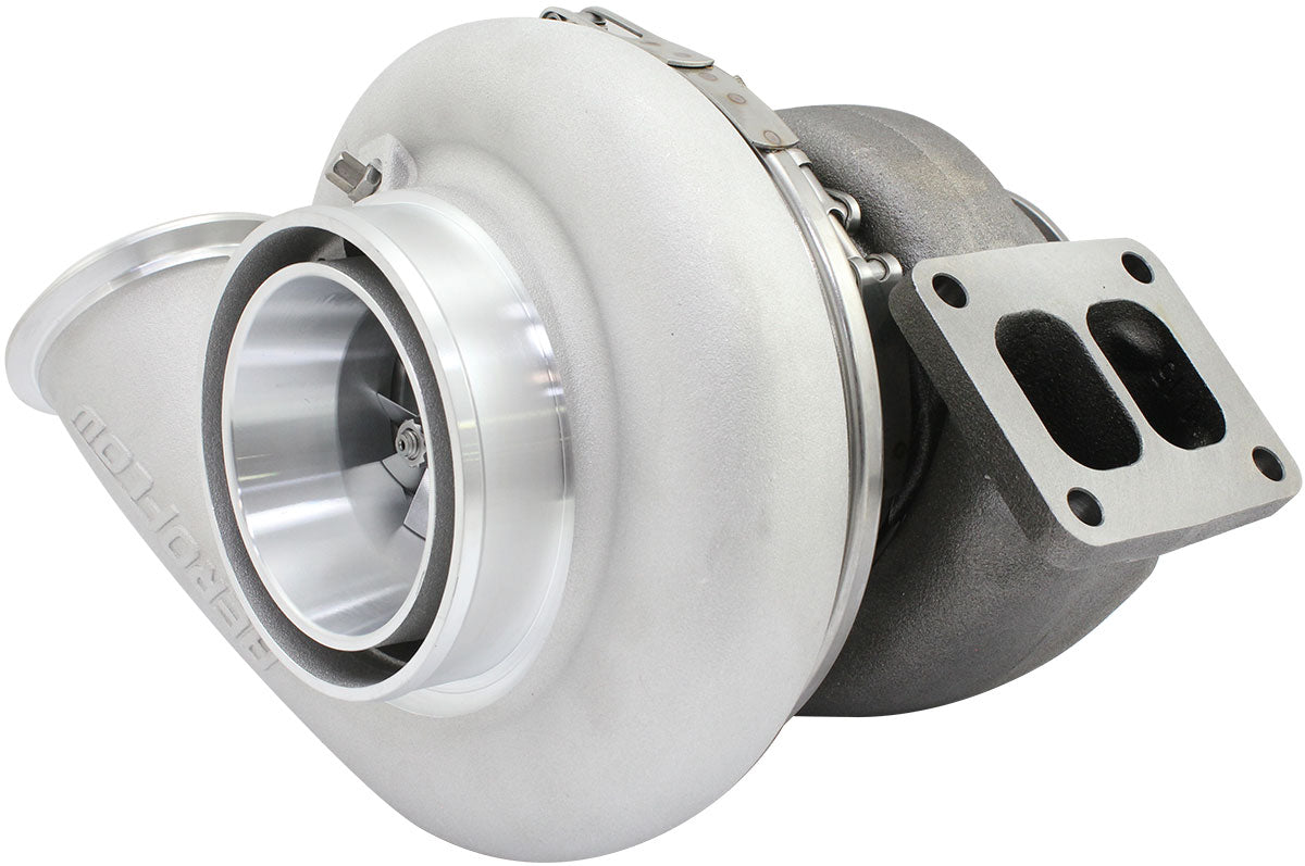BOOSTED 8082 T4 1.15 Turbocharger 1600HP, Natural Cast Finish External Wastegate, T4 Inlet Flange, V-Band Exhaust Flange