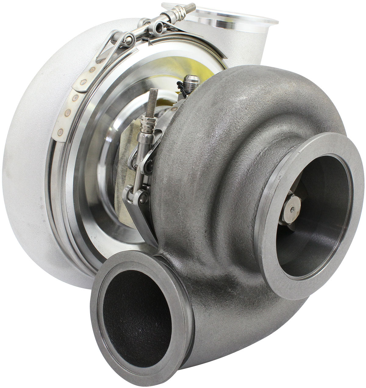BOOSTED 8082 V-BAND 1.28 Turbocharger 1600HP, Natural Cast Finish External Wastegate, V-Band Inlet Flange, V-Band Exhaust Flange