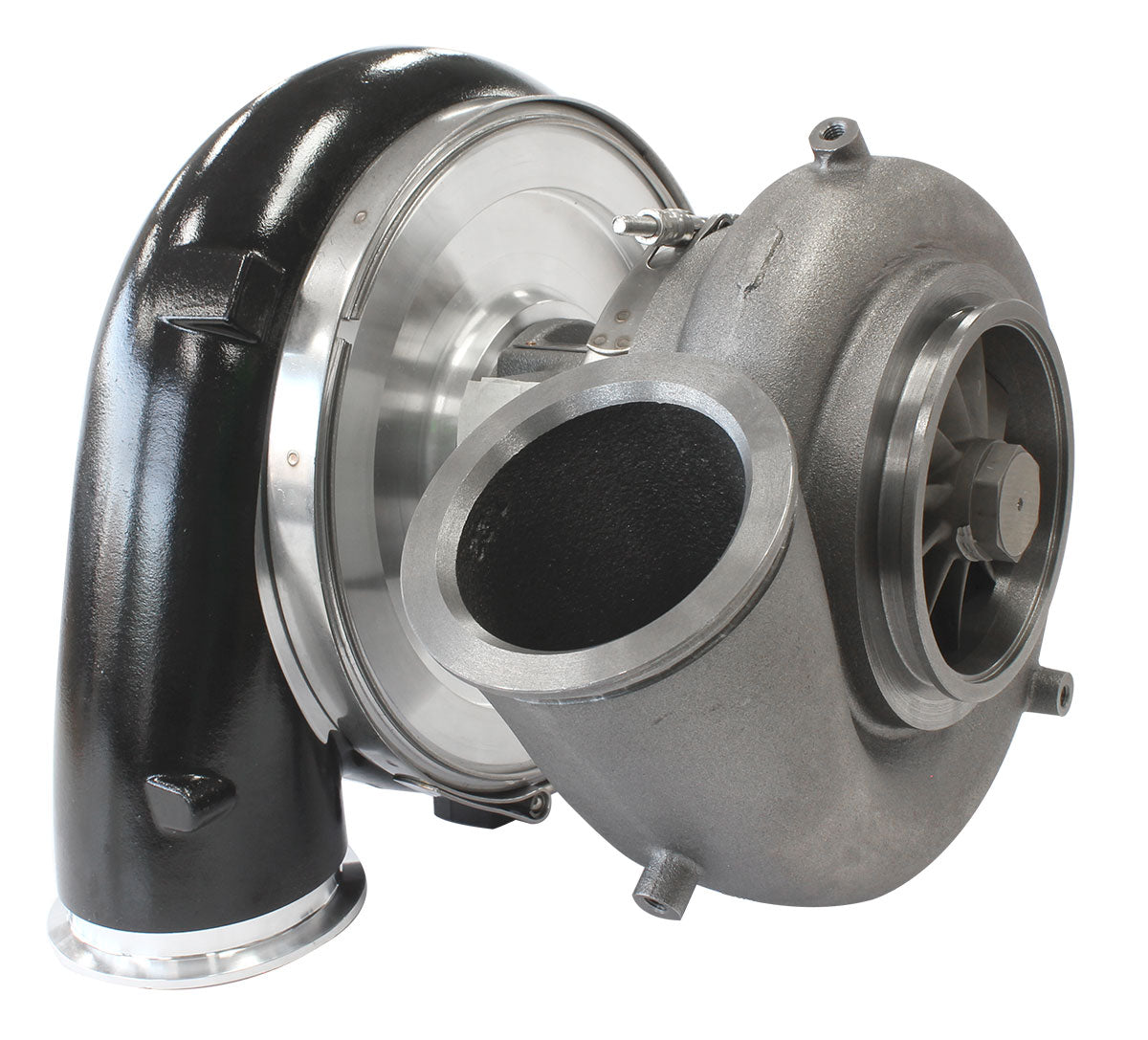 BOOSTED 88102 V-Band 1.22 Turbocharger 2500HP, Hi Temp Black Finish External Wastegate, V-Band Inlet & Exhaust Flanges
