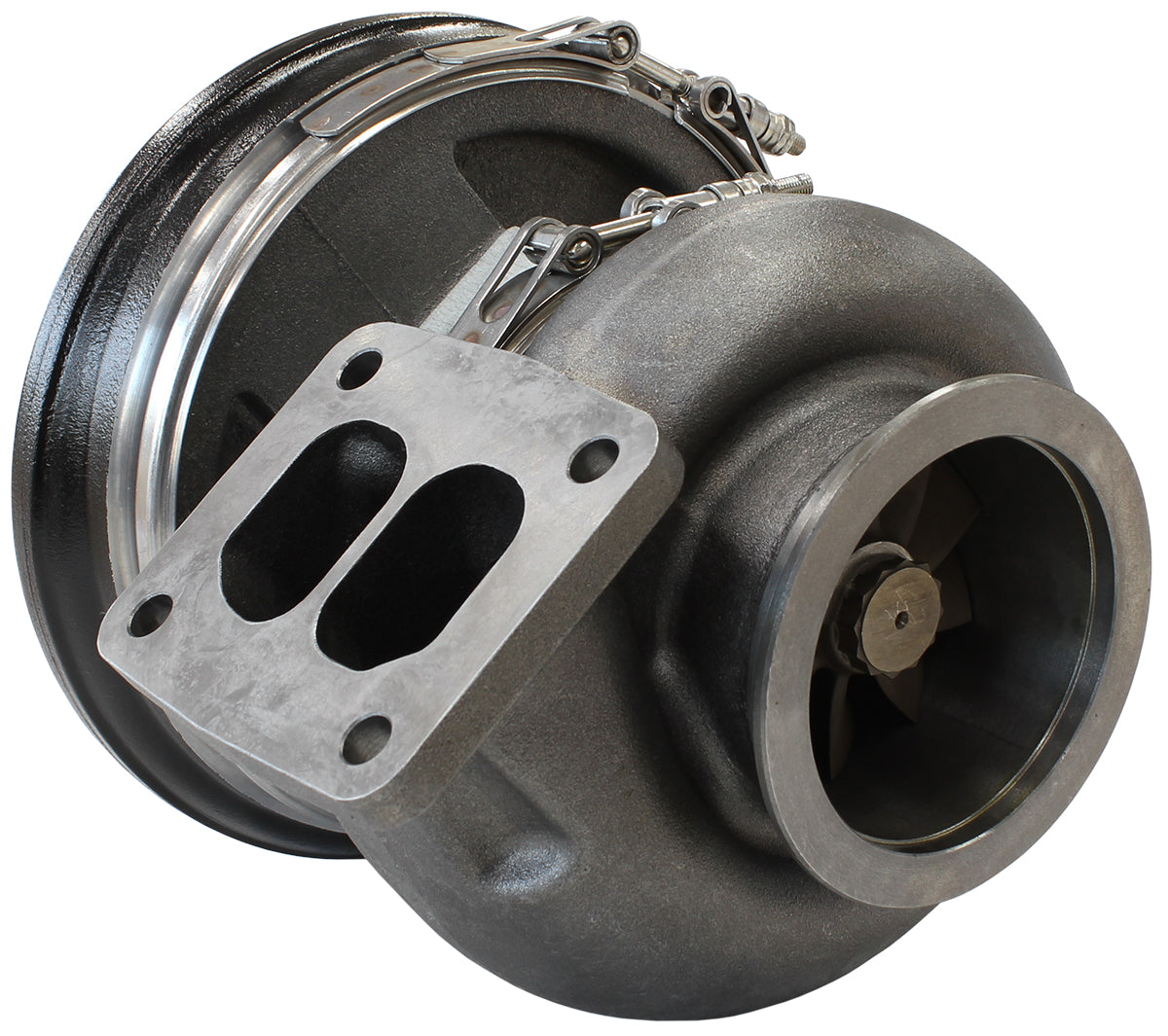 BOOSTED 7588 T4 1.25 Turbocharger 1500HP, Hi Temp Black Finish External Wastegate, T4 Twin Entry Inlet Flange, V-Band Exhaust Flange