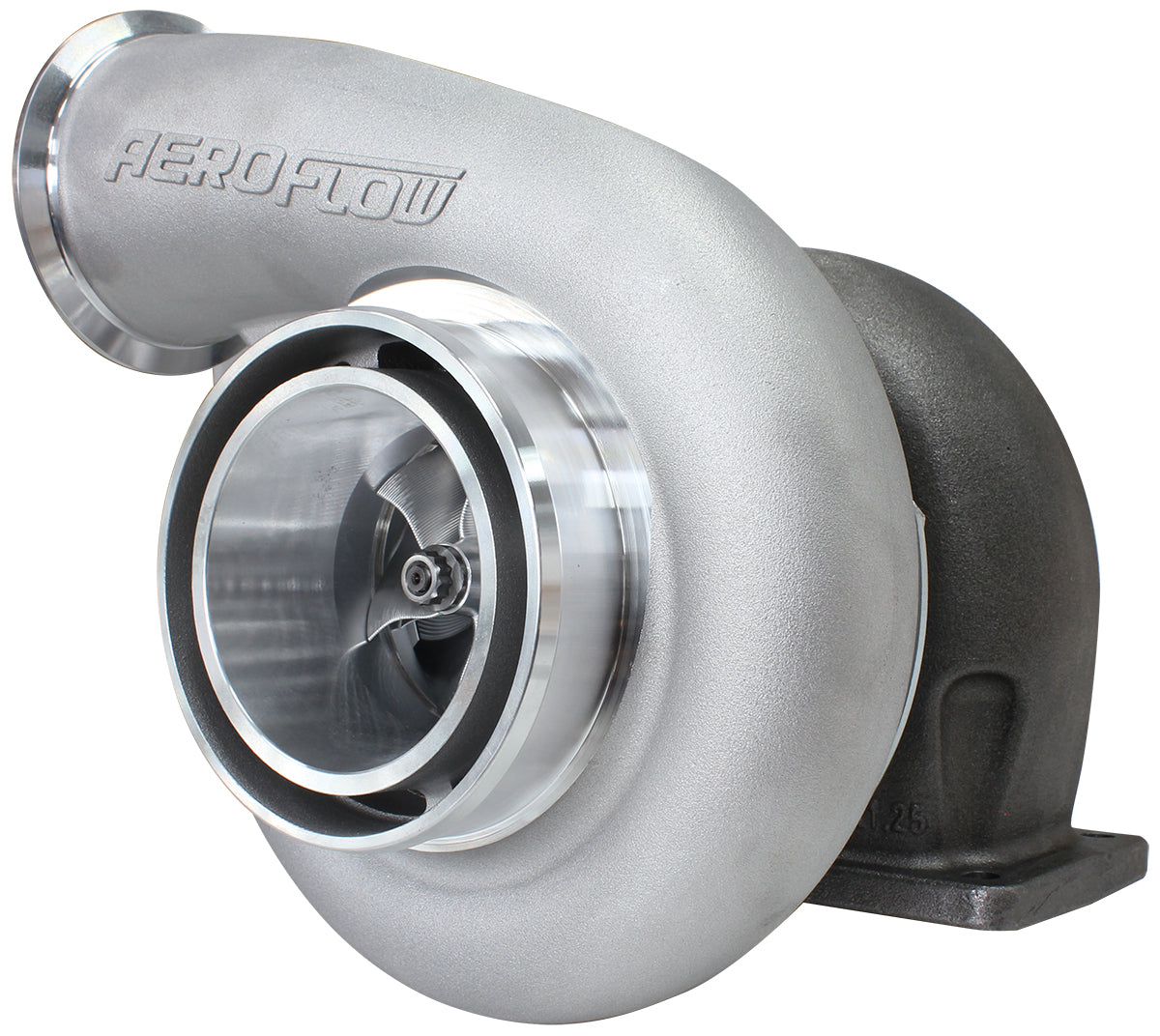 BOOSTED B7875 T4 1.25 Reverse Rotation Turbocharger 1150HP, Natural Cast Finish External Wastegate, T4 Twin Entry Inlet Flange, V-Band Exhaust Flange