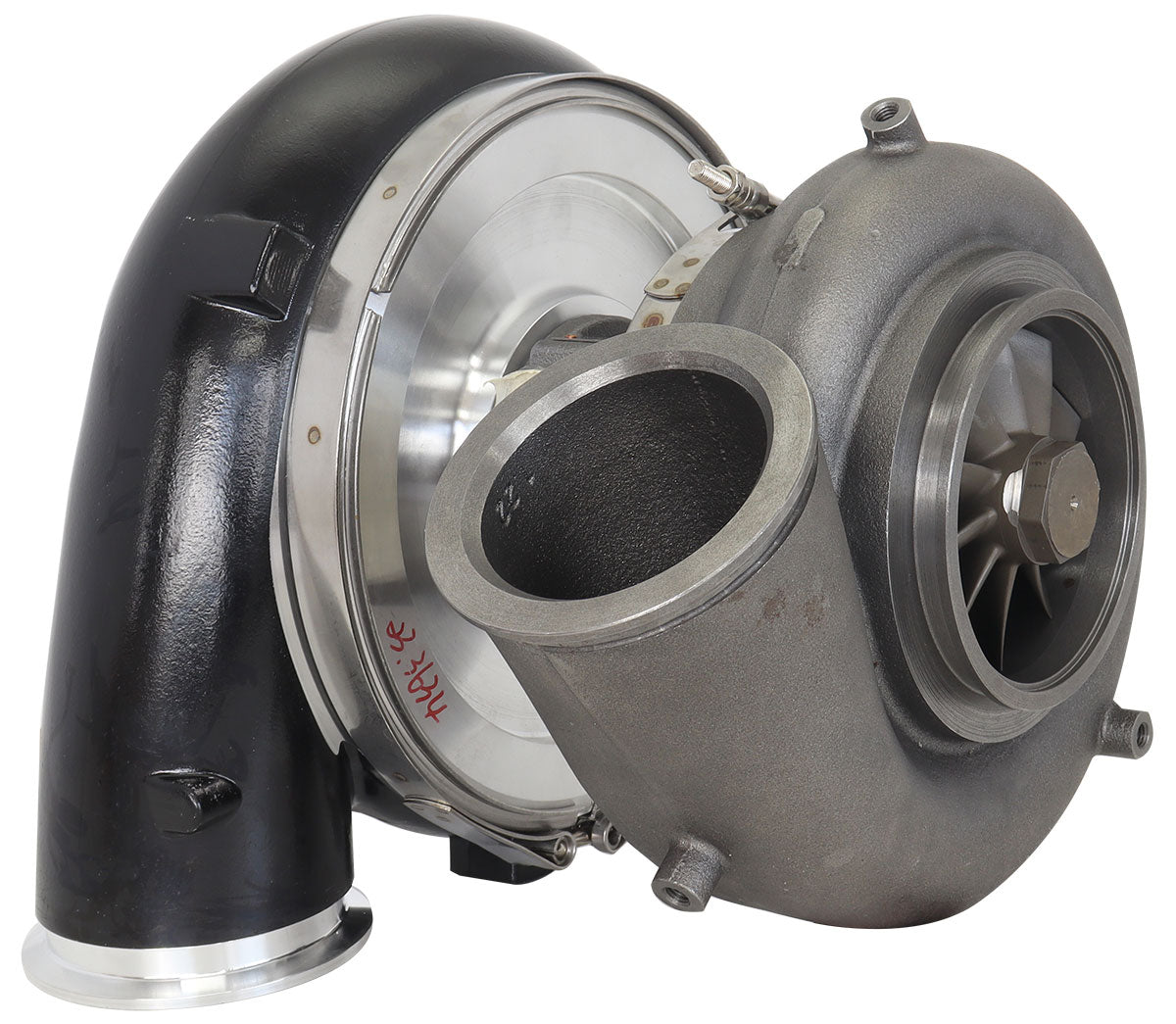 BOOSTED 106102 V-Band 1.22 Turbocharger 2500HP, Hi Temp Black Finish External Wastegate, V-Band Inlet & Exhaust Flanges