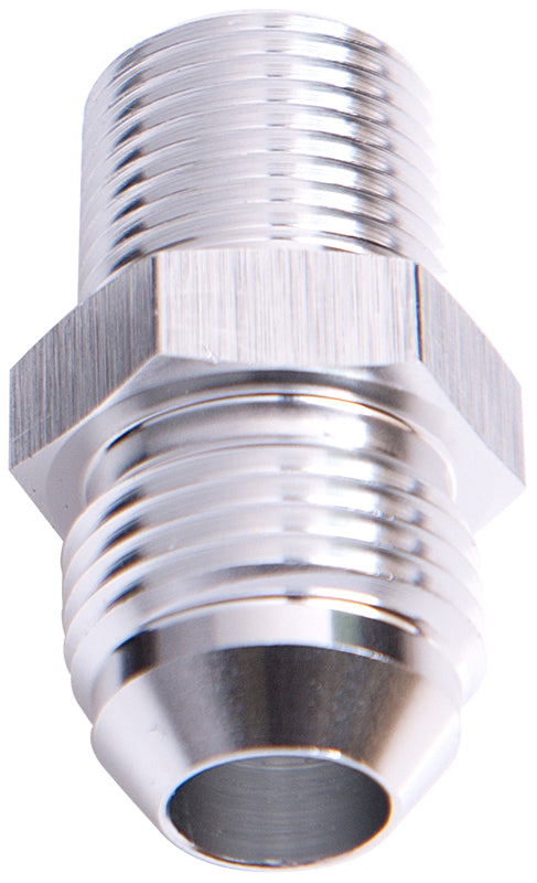 NPT to Straight Male Flare Adapter 3/8" to -3AN Silver Finish