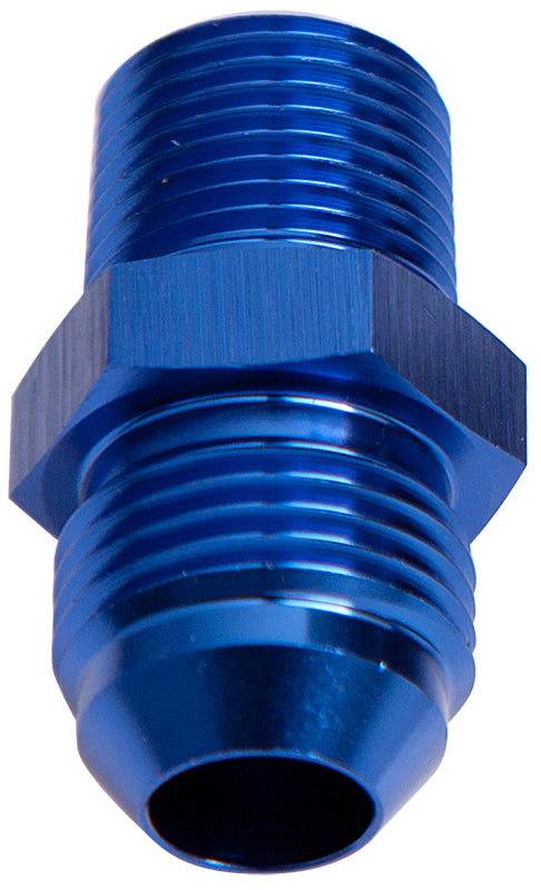 NPT to Straight Male Flare Adapter 3/4" to -8AN Blue