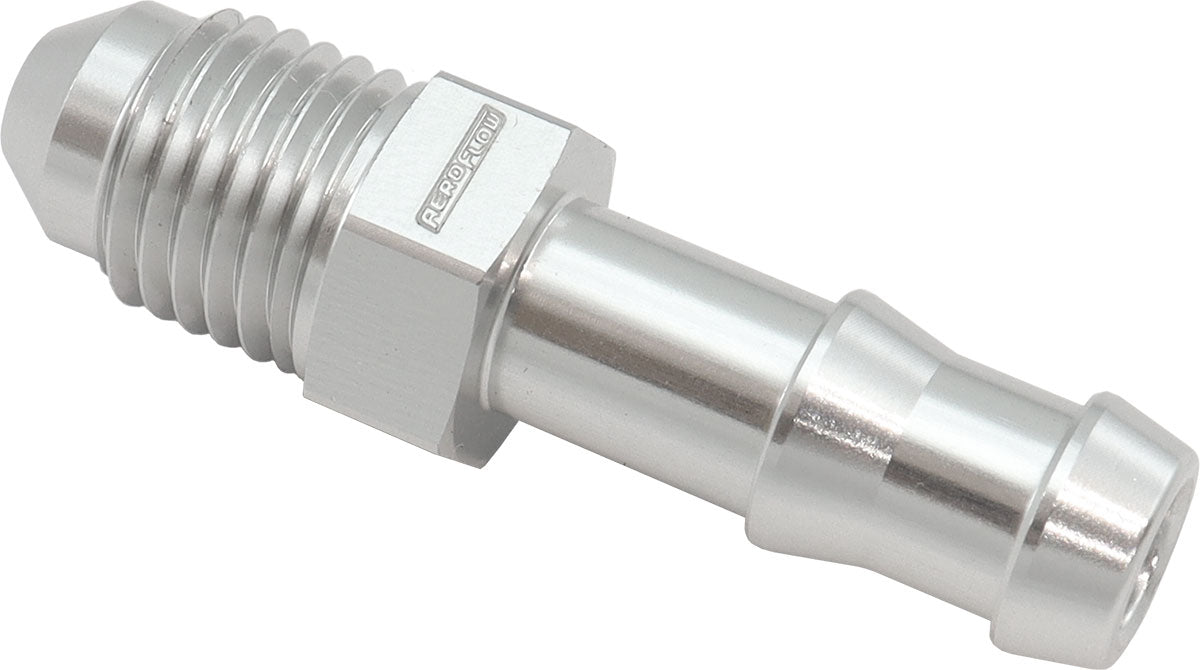 Aeroflow AN Flare to Barb Adapter -4AN to 5/16" Silver Finish