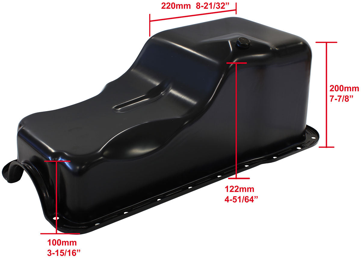 Ford Windsor Standard Replacement Oil Pan, Black Finish Suit Small Block Ford 289 to 302 Windsor Front Sump, 5.0L Capacity