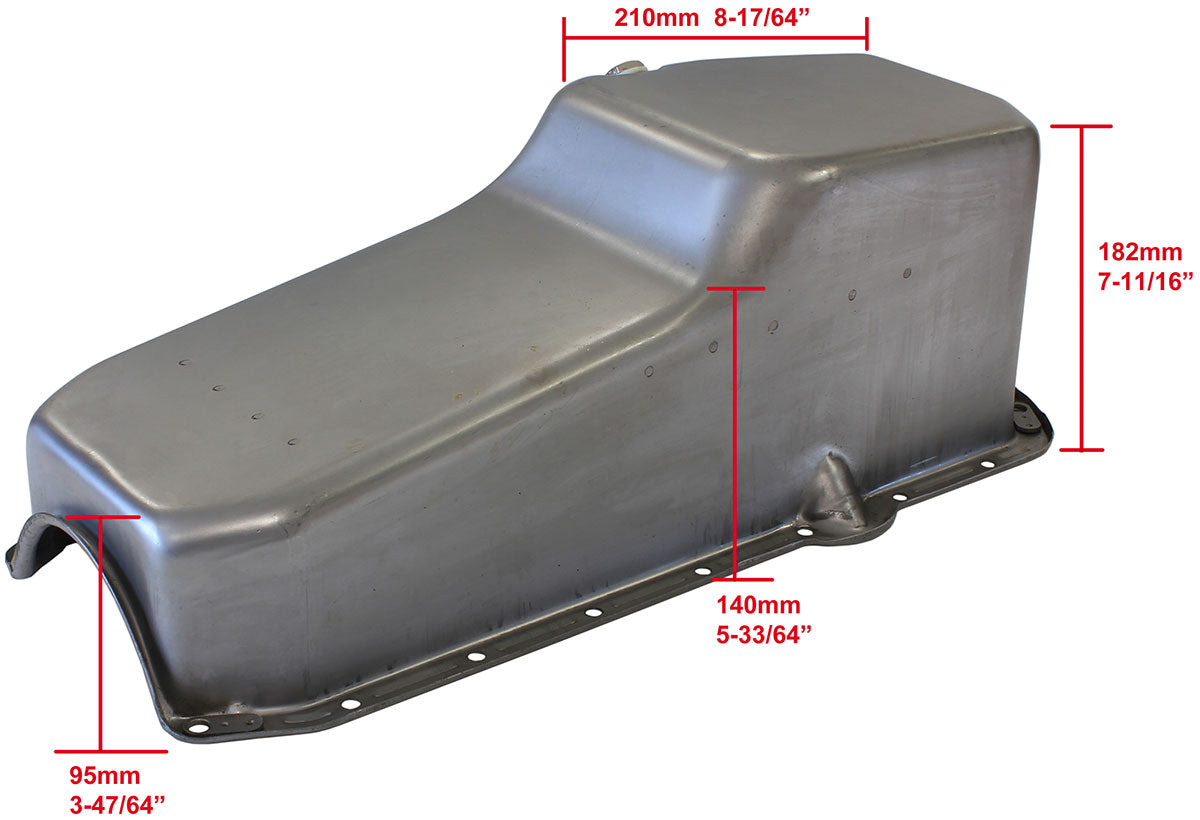 Chevrolet R/H DipstickStandard Replacement Oil Pan, Raw Finish Suit Small Block Chev Right Hand Dipstick with 2-Piece Rear Main Seal, 5.0L Capacity