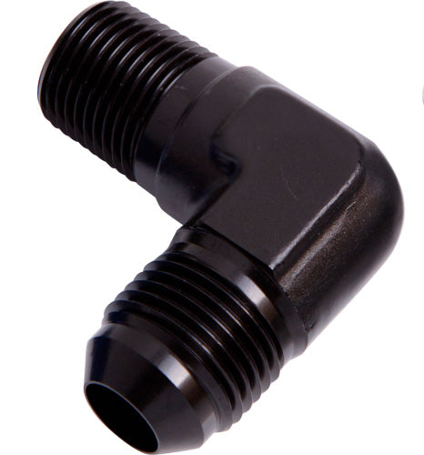 90° NPT to Male Flare Adapter 3/8" to -6AN Black Finish