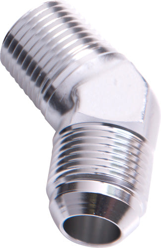 45° NPT to Male Flare Adapter 1/8" to -3AN Silver Finish