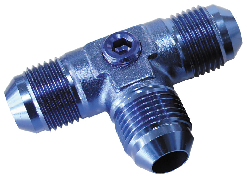 Flare AN Tee -6AN With 2 x 1/8" NPT Ports, Blue Finish
