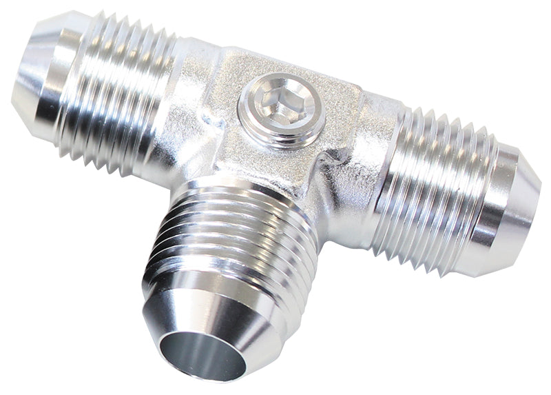 Flare AN Tee -8AN With 2 x 1/8" NPT Ports, Silver Finish