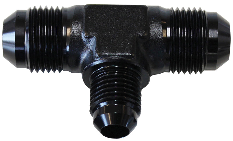 Flare AN Stepped Tee -10AN with -8AN on the side Black Finish