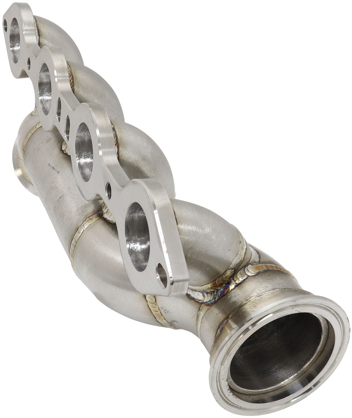 GM LS Passenger Side Single Turbo Stainless Steel Manifold 3" V-Bands, Suits GM LS Cross Over Turbo Manifold