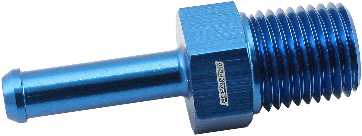 Male NPT to Barb Straight Adapter 1/4" to 1/4" Blue Finish