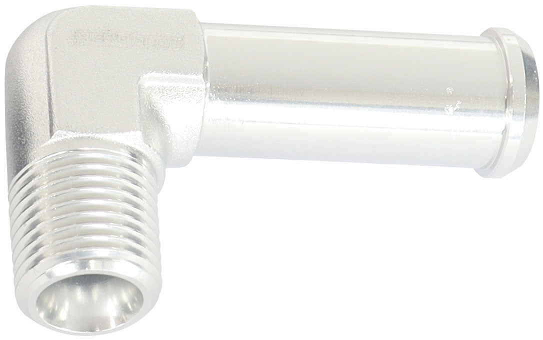 Male NPT to Barb 90° Adapter 1/8" to 3/8" Silver Finish