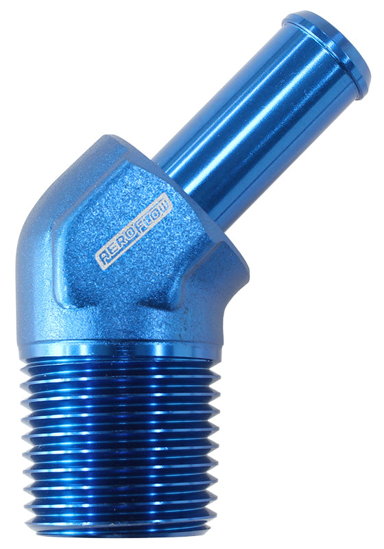 Male NPT to 45° AN Hose Barb 3/8" NPT to -6 100/450 series Hose, Blue Finish