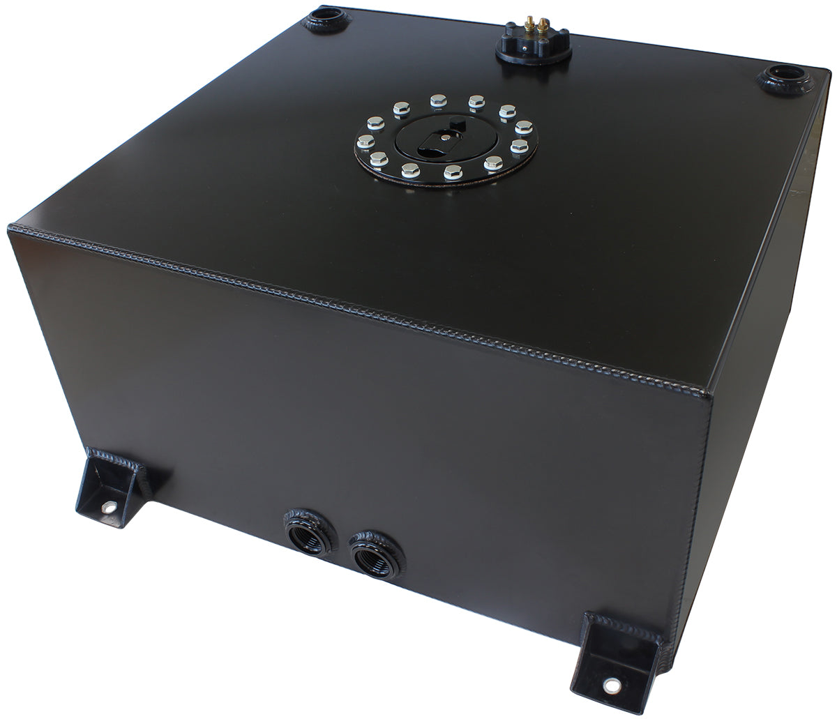 Aluminium 15 Gallon (57L) Fuel Cell with Flat Bottom & Fuel Sender (Black) 18-1/8" L x 20-1/16" W x 10-1/4" H (46cm x 51cm x 26cm)