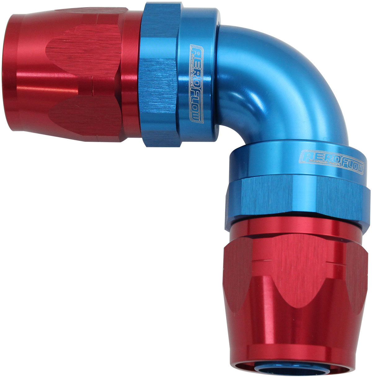 853 Series Cutter FullFlow 90° Dual Hose Ends -12AN Blue/Red Finish. Suits 100 & 450 Series Hose