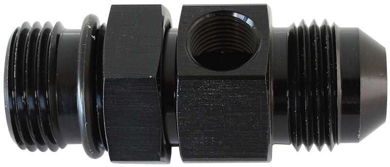 -8ORB to -8AN Extension with 1/8" Port Black Finish