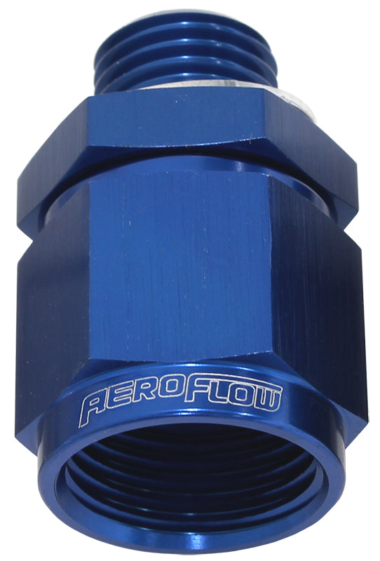 Male M14 x 1.5 to Female -8AN Swivel Adapter Supplied With Washer, Blue Finish