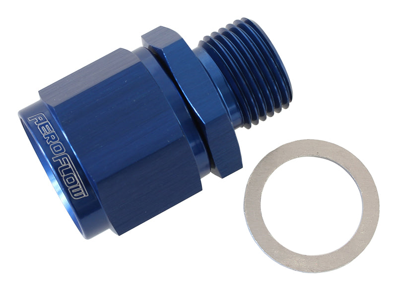 Male M18 x 1.5 to Female -10AN Swivel Adapter Supplied With Washer, Blue Finish