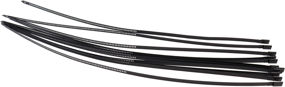 Aeroflow 7.9mm Snap Lock Ties Black Stainless Steel Cable Ties 10 pieces x 19" (500mm) Long
