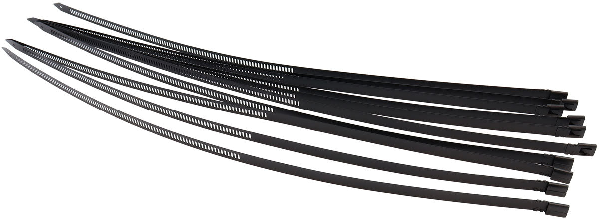 Aeroflow 10mm Snap Lock Ties Black Stainless Steel Cable Ties 10 pieces x 19" (500mm) Long