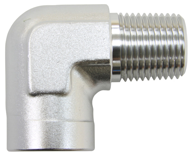 90° NPT Female to Male NPT Fitting 3/8" Silver Finish