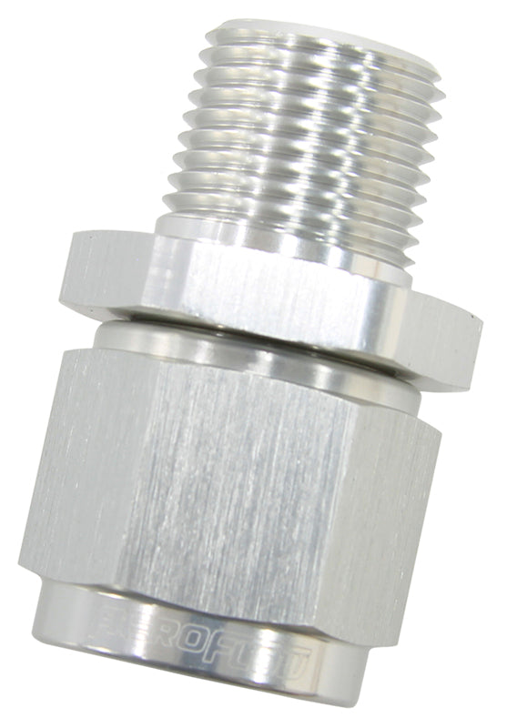 Male NPT to Female AN Straight Fitting 1/4" to -8AN Silver Finish