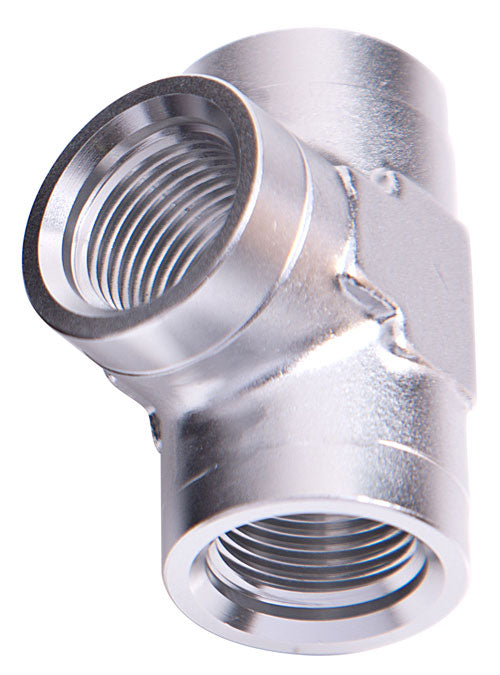 NPT Female Pipe Tee 1/8" Silver Finish