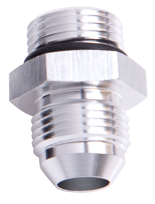 ORB to AN Straight Male Flare Adapter -4 ORB to -8AN, Silver Finish