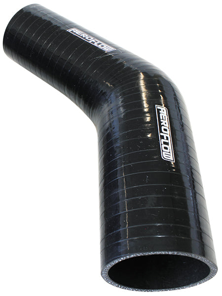 Gloss Black 45° Silicone Reducer / Expander Hose 3-3/4" (95mm) to 3" (76mm) I.D 5mm Wall Thickness, 140mm Leg
