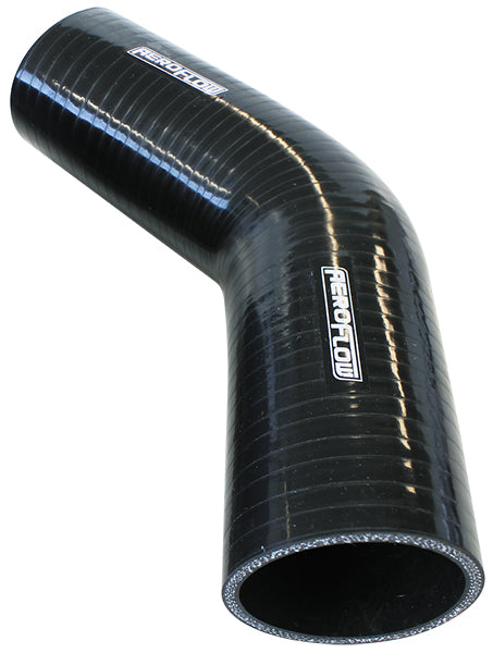 Gloss Black 45° Silicone Elbow Hose 4" (102mm) I.D 4-Ply, 13/64" (5.3mm) Wall Thickness, 5-45/64" (145mm) Leg