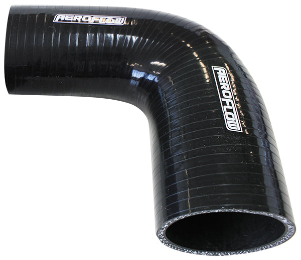 Gloss Black 90° Silicone Reducer / Expander Hose 1" (25mm) to 5/8" (16mm) I.D 5mm Wall Thickness, 127mm Leg