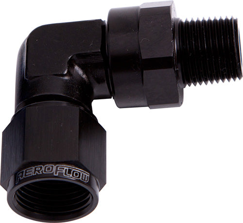 90° Male NPT to Female AN Adapter 1/8" to -6AN Black Finish