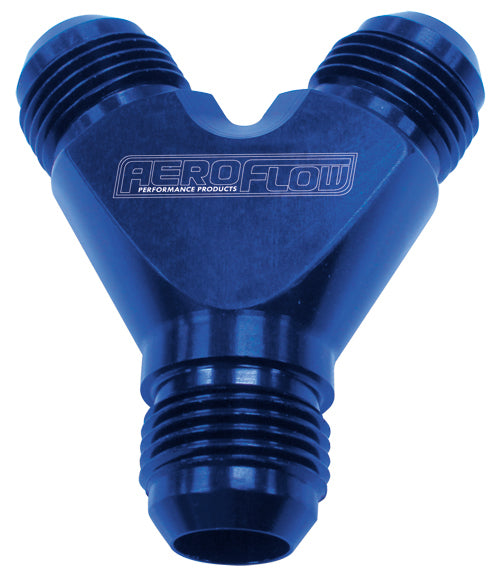 Billet Y-Block Blue Finish. 3 x -3AN Male