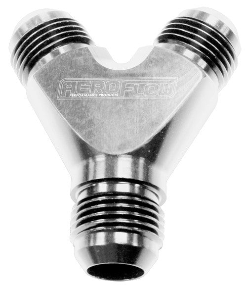 Billet Y-Block Silver Finish. 3 x -4AN Male