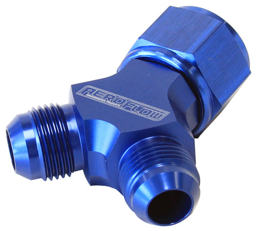 Billet Y-Block with Female Flare Blue Finish. 1 x -8AN Female, 2 x -6AN Male