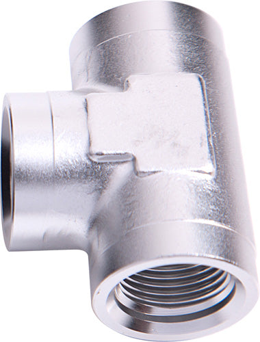 Female Tee ORB -10AN Silver Finish
