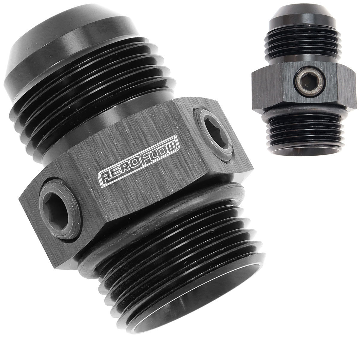 -12ORB to -12AN with Three 1/8" Ports on Hex Black Finish, Includes 3 1/8" NPT Plugs