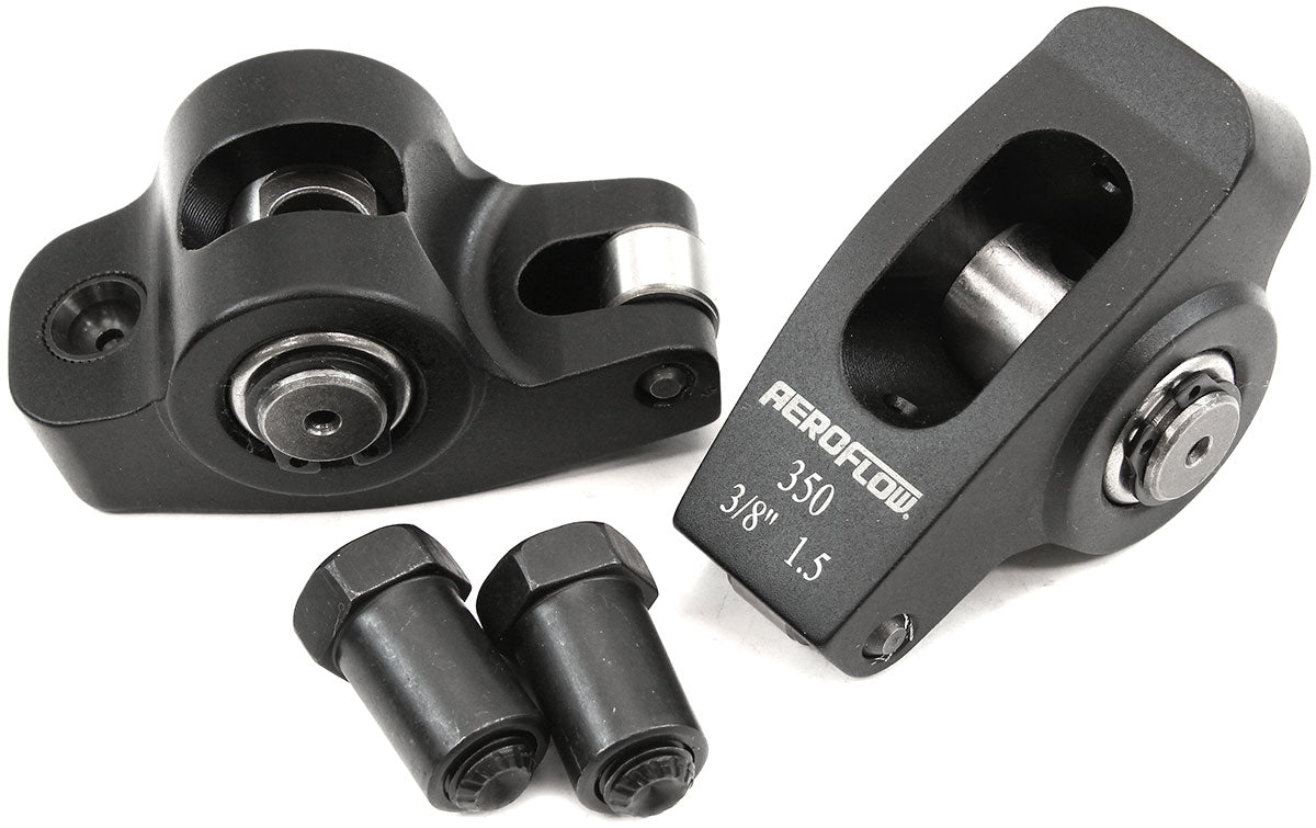 Aeroflow Small Block Chev Aluminium Roller Rocker Pair 3/8" Stud Mount, 1.5 Ratio, Set of 2