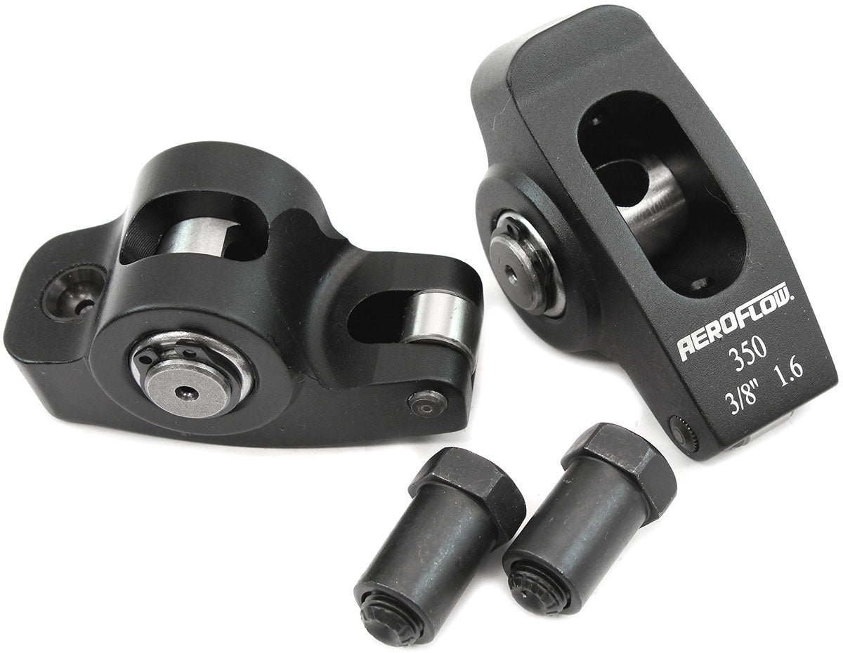 Aeroflow Small Block Chev Aluminium Roller Rocker Set 3/8" Stud Mount, 1.6 Ratio, Set of 2