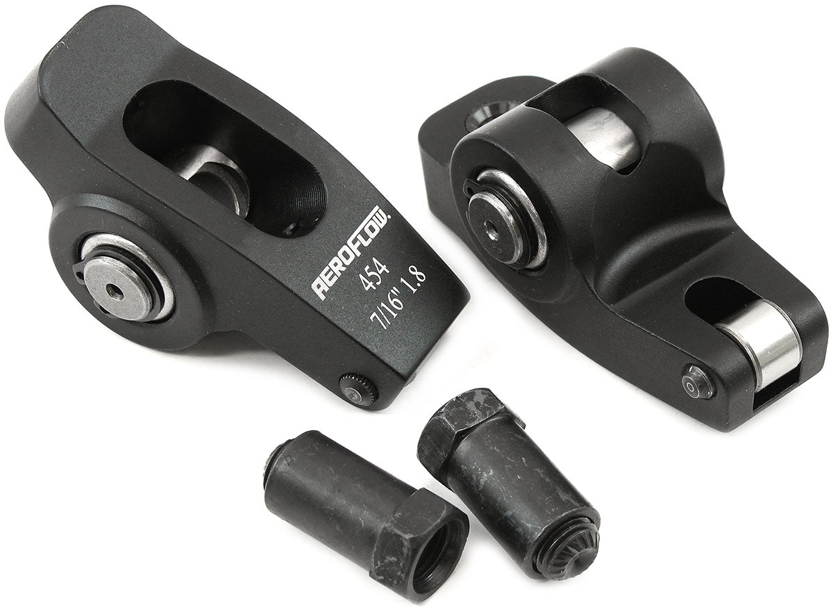 Aeroflow Big Block Chev Aluminium Roller Rocker Set 7/16" Stud Mount, 1.8 Ratio, Set of 2