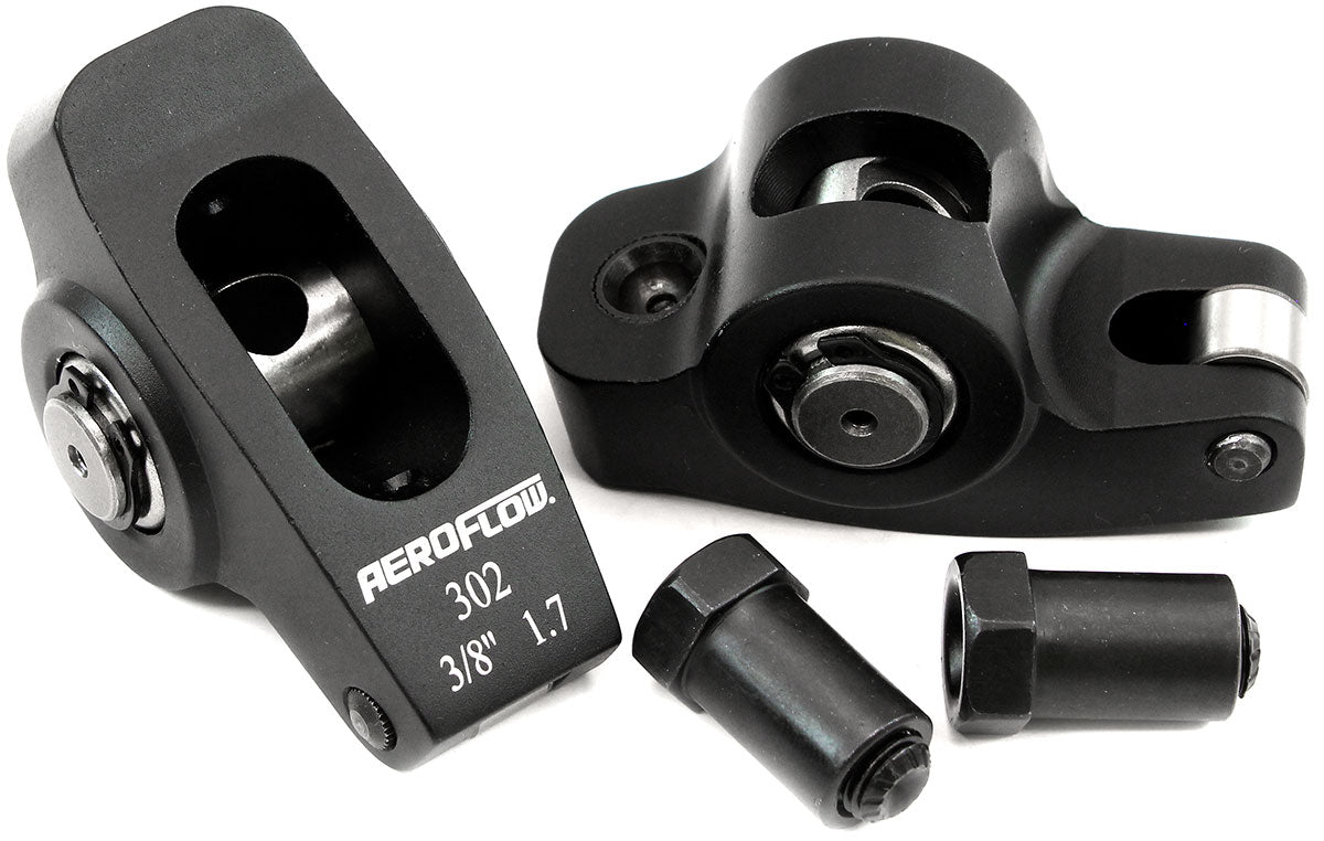 Aeroflow Small Block Ford Windsor 289-351 Aluminium Roller Rocker Set 3/8" Stud Mount, 1.7 Ratio, Set of 2