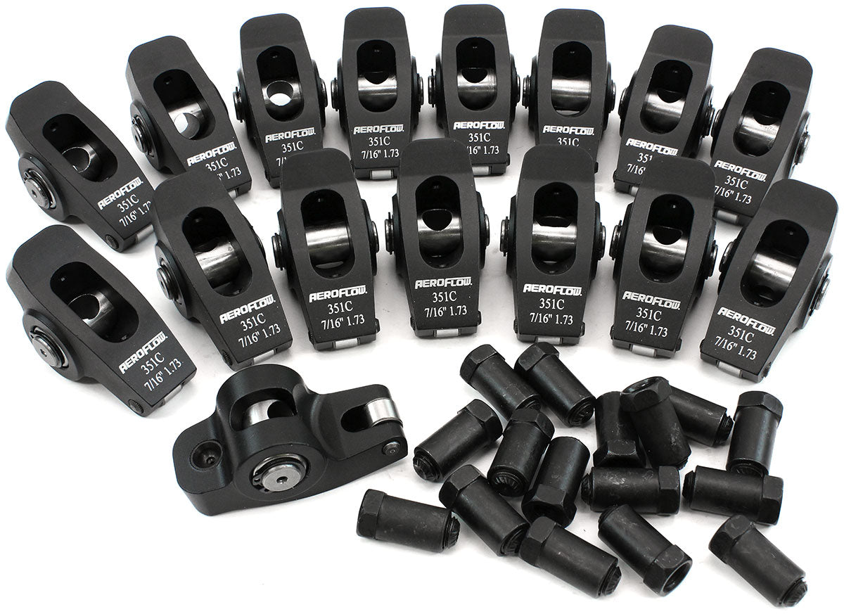 Aeroflow Ford Cleveland Aluminium Roller Rocker Set 7/16" Stud Mount, 1.73 Ratio, Set of 16