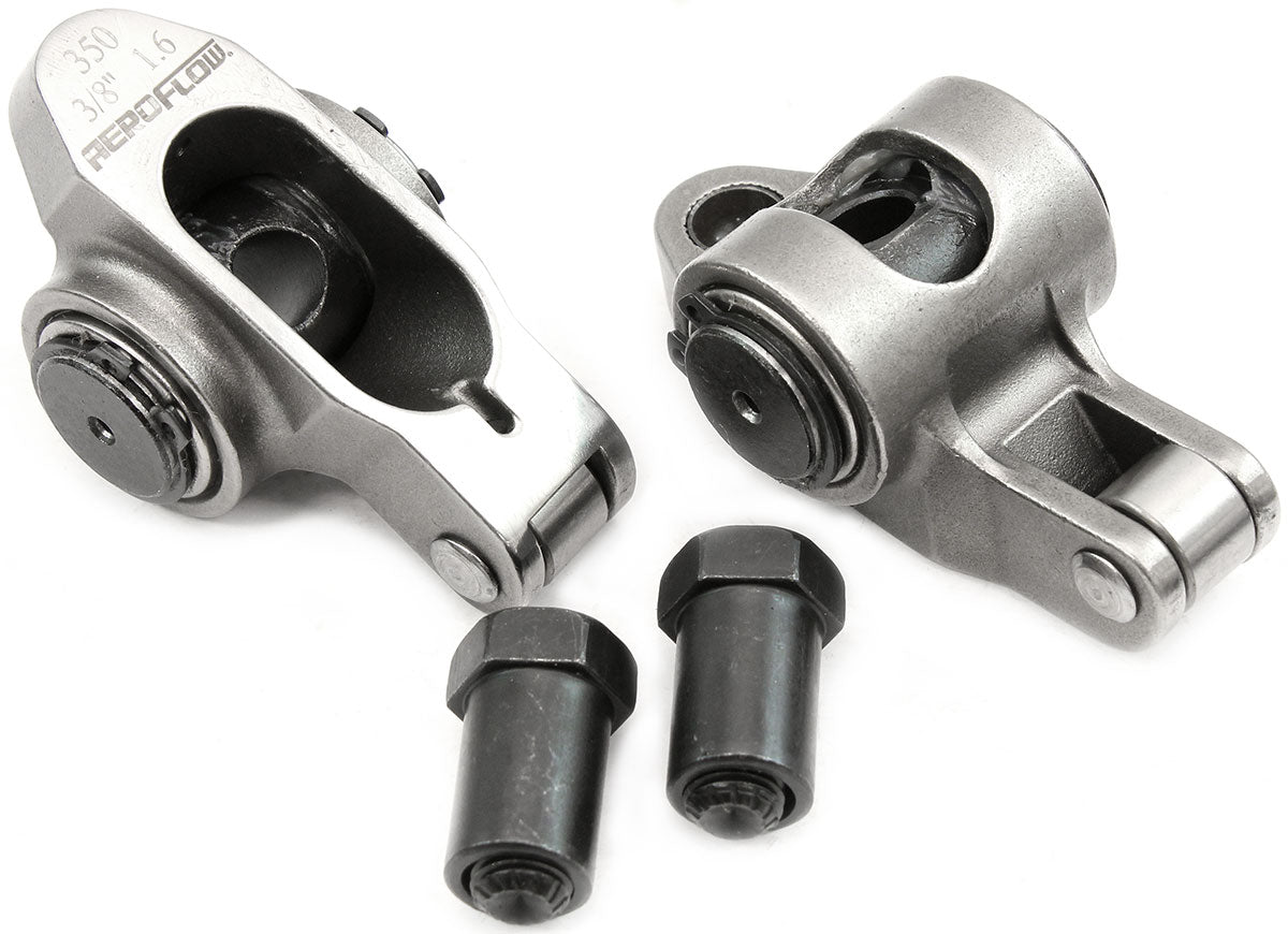 Aeroflow Small Block Chev Stainless Steel Roller Rocker Set 3/8" Stud Mount, 1.60 Ratio, Set of 2