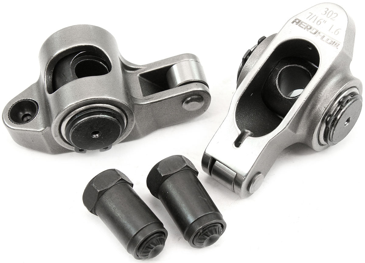 Aeroflow Small Block Ford Windsor 289-351 Stainless Steel Roller Rocker Set 7/16" Stud Mount, 1.60 Ratio, Set of 2
